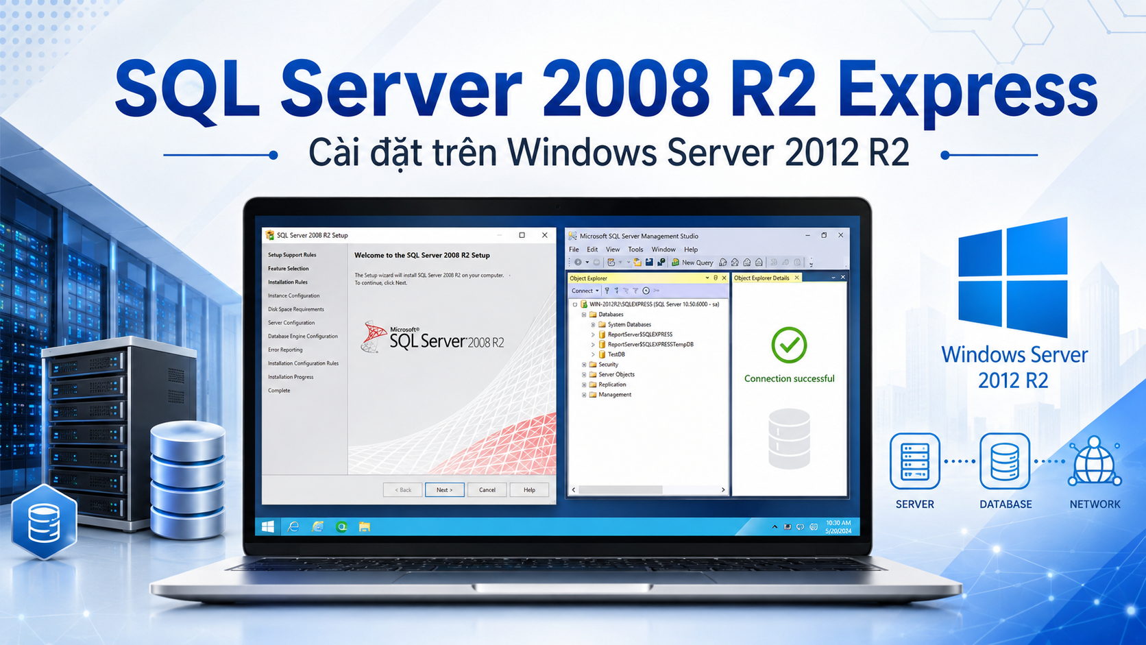 SQL Server 2008 R2 Express trên Windows Server 2012 R2