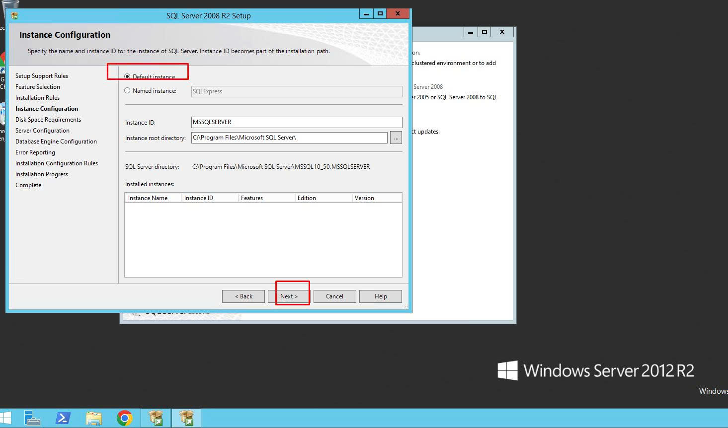 Chọn Default instance