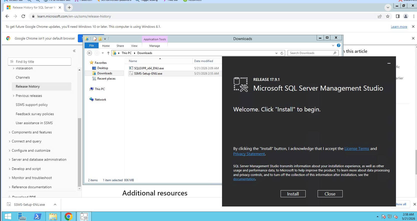 Bấm Install để cài SSMS
